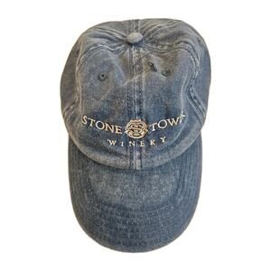VINTAGE Stone Tower Winery Trucker Hat Baseball Cap Adjustable Blue Embroidered